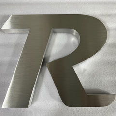 Metal 3D logo Brushed Surface Silver Non Illuminated Channel Letters Indoor Lobby Signage