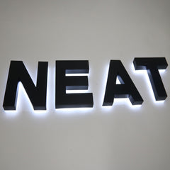 Wall Mounted Outdoor Stainless Steel Channel Letters With Black Paint Company Logo LED Backlit Channel Letter Sign