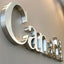 Metal 3D logo Brushed Surface Silver Non Illuminated Channel Letters Indoor Lobby Signage