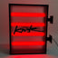 Double Sided LED Tube Light Box Sign | Red Illuminated Hanging Sign with Black Stainless Steel Frame