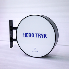 Metal Store Signs Custom Outdoor Shopfront Wall Hanging Business Lightbox Signboard LED Round Blade Sign