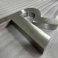 Metal 3D logo Brushed Surface Silver Non Illuminated Channel Letters Indoor Lobby Signage