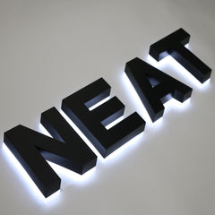 Wall Mounted Outdoor Stainless Steel Channel Letters With Black Paint Company Logo LED Backlit Channel Letter Sign