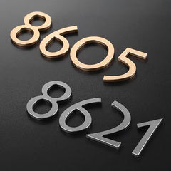 Custom gold silver house numbers hotel indoor door signs engraved stainless steel letters