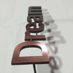 Brushed copper vintage metal door signage letters 3D non illuminated letters signs for advertising customized