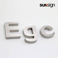 Company sign silver brushed finish aluminium 3D channel letters for wall indoor business decor