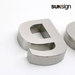 Company sign silver brushed finish aluminium 3D channel letters for wall indoor business decor