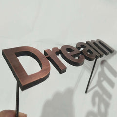 Brushed copper vintage metal door signage letters 3D non illuminated letters signs for advertising customized