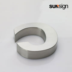 Company sign silver brushed finish aluminium 3D channel letters for wall indoor business decor