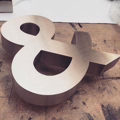 Copper Brushed Stainless Steel Channel Letter Business Word Signs Non Illuminated Office 3D Letters