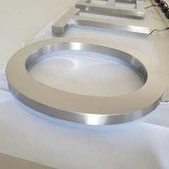 3D Blue LED Sign Light Brushed Metal Channel Letter for Shop | Custom LED Backlit Letters Stainless Steel Letter Sign for Hotel