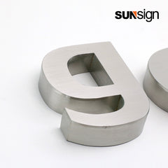 Company sign silver brushed finish aluminium 3D channel letters for wall indoor business decor