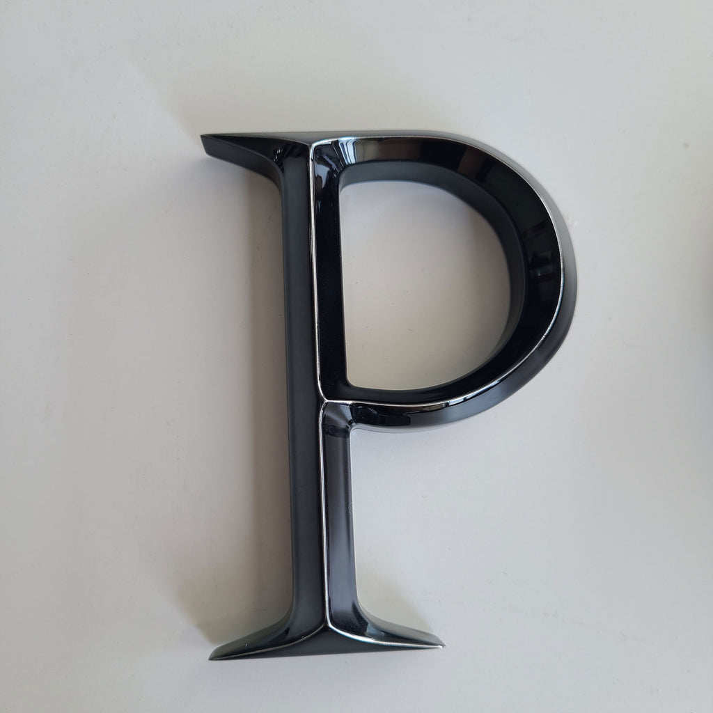 Custom Solid Aluminum Letters for Wall & Business Signage – 3D Tapered Metal Letters, CNC Engraved Non-Lit Sign, Glossy Black Electroplated Finish, Office Storefront Logo Decor