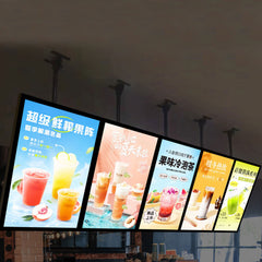 Hanging LED Ultra-Thin Light Box Aluminum Frame Poster Box Restaurant Menu Display Lightbox