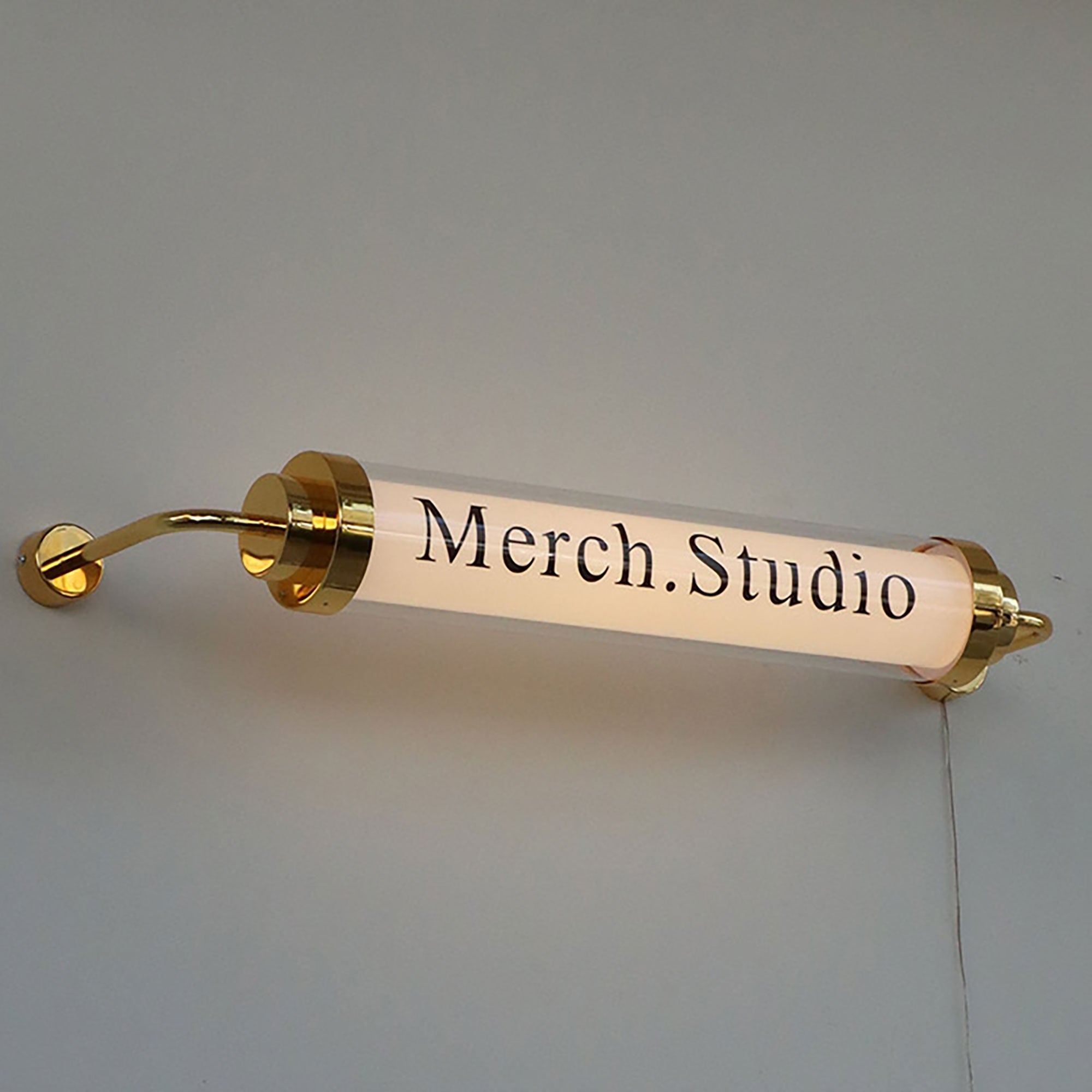 Customized acrylic round tube light box sign led doorstep advertising signboard for café shop