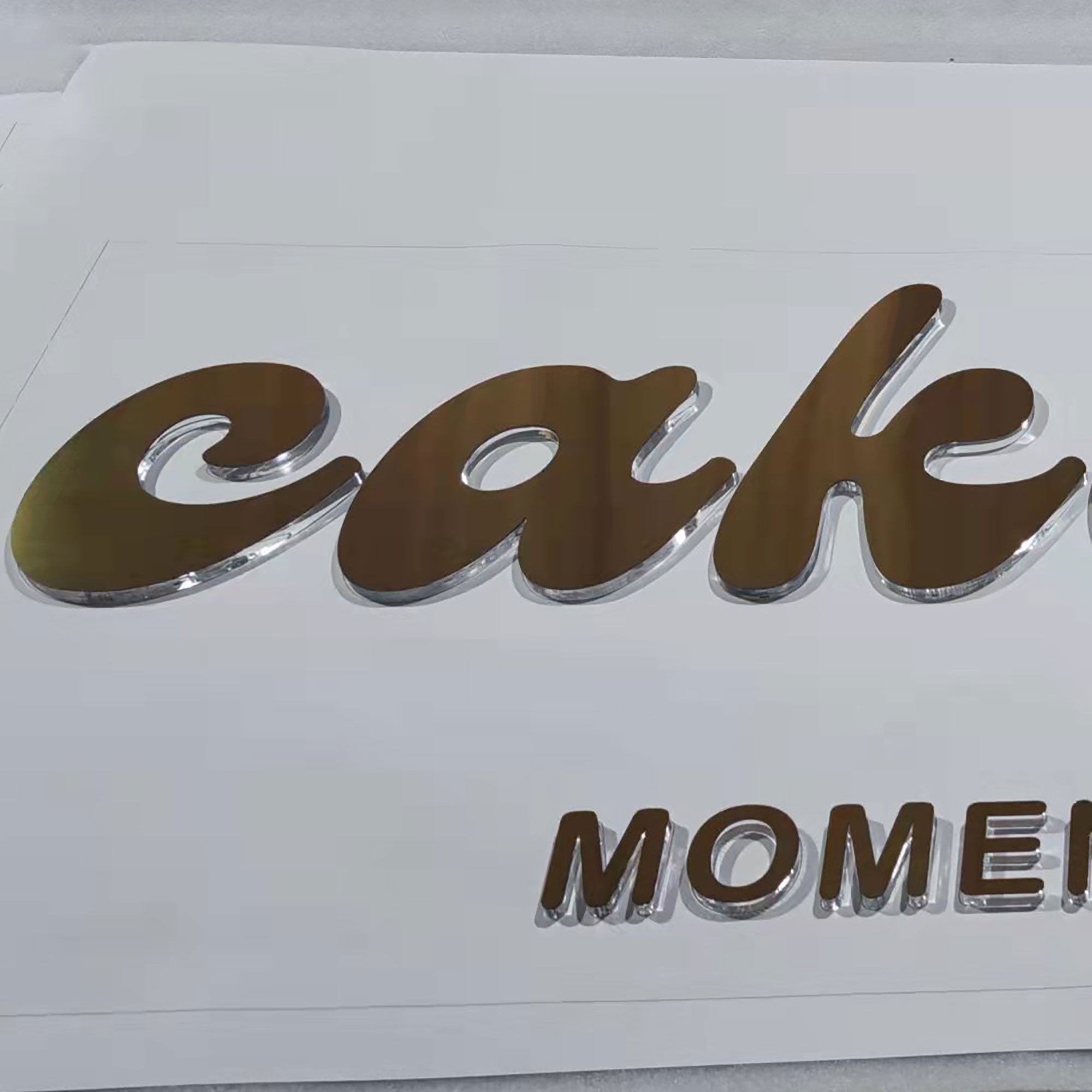 Advertising Gold Color Acrylic Laser Cut Custom Logo Letters Office Sign Indoor Metal Cut Beauty Salon Wall Sign