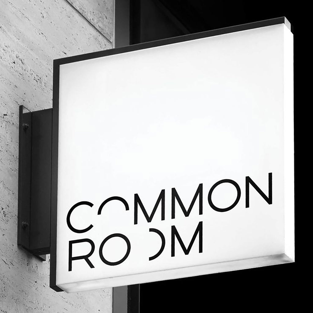 Custom Blade Logo Sign LED Lightbox Durable Stainless Steel Double Sided Illuminated Shop Front Outdoor Commercial Signage