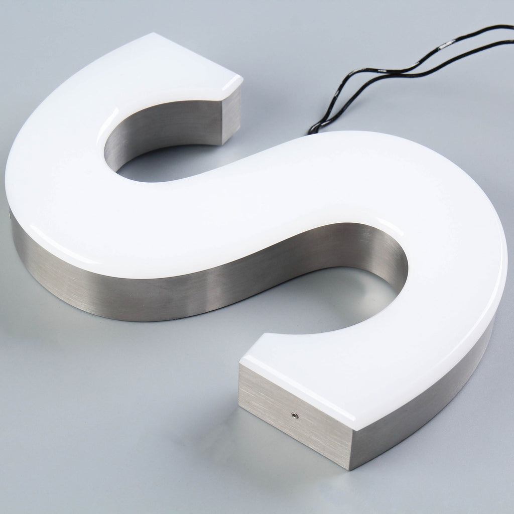 Customized 3D LED Channel Letters Sign Outdoor Waterproof Business Face-lit Trimless Stainless Steel Reception Wall Illuminated Letters