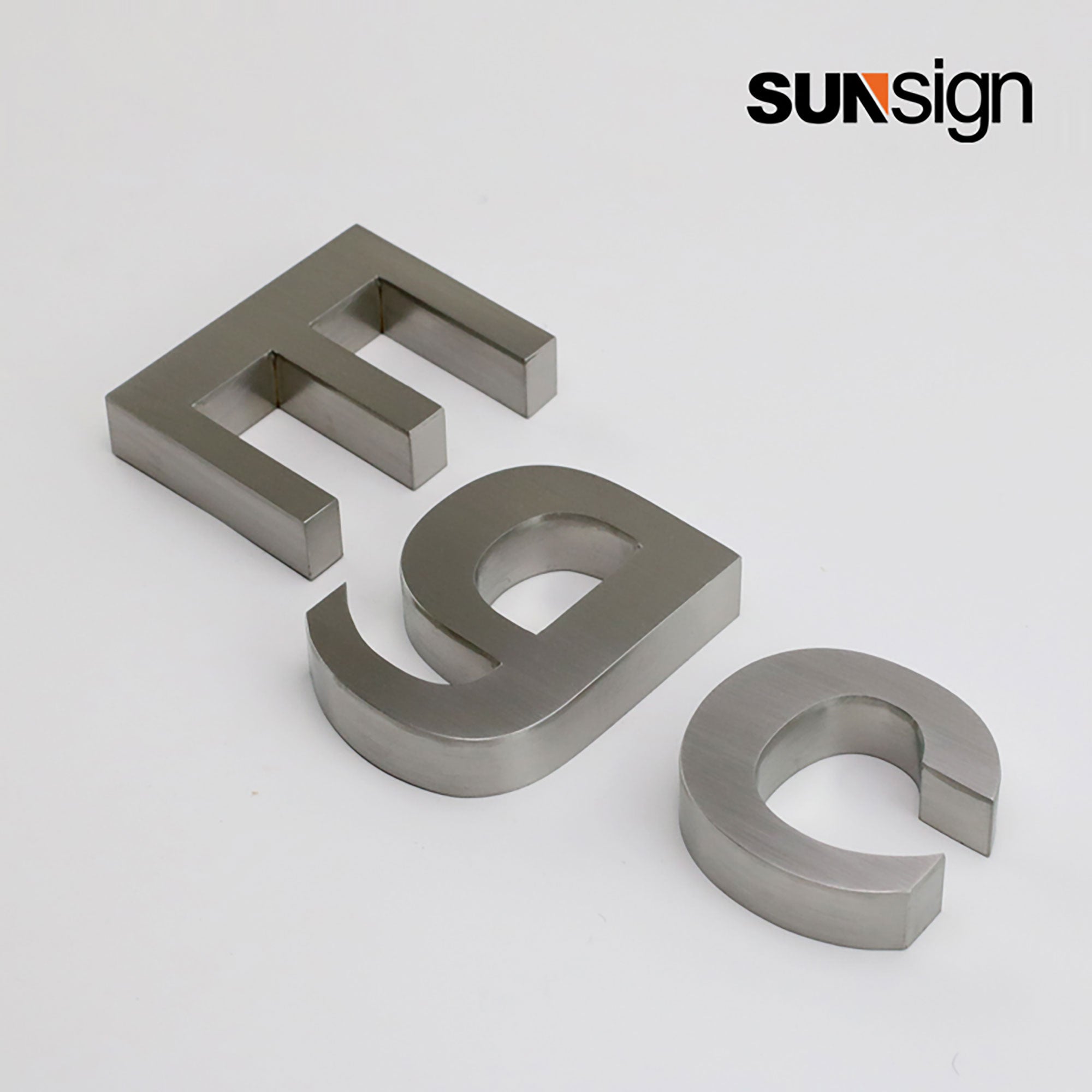 Company sign silver brushed finish aluminium 3D channel letters for wall indoor business decor