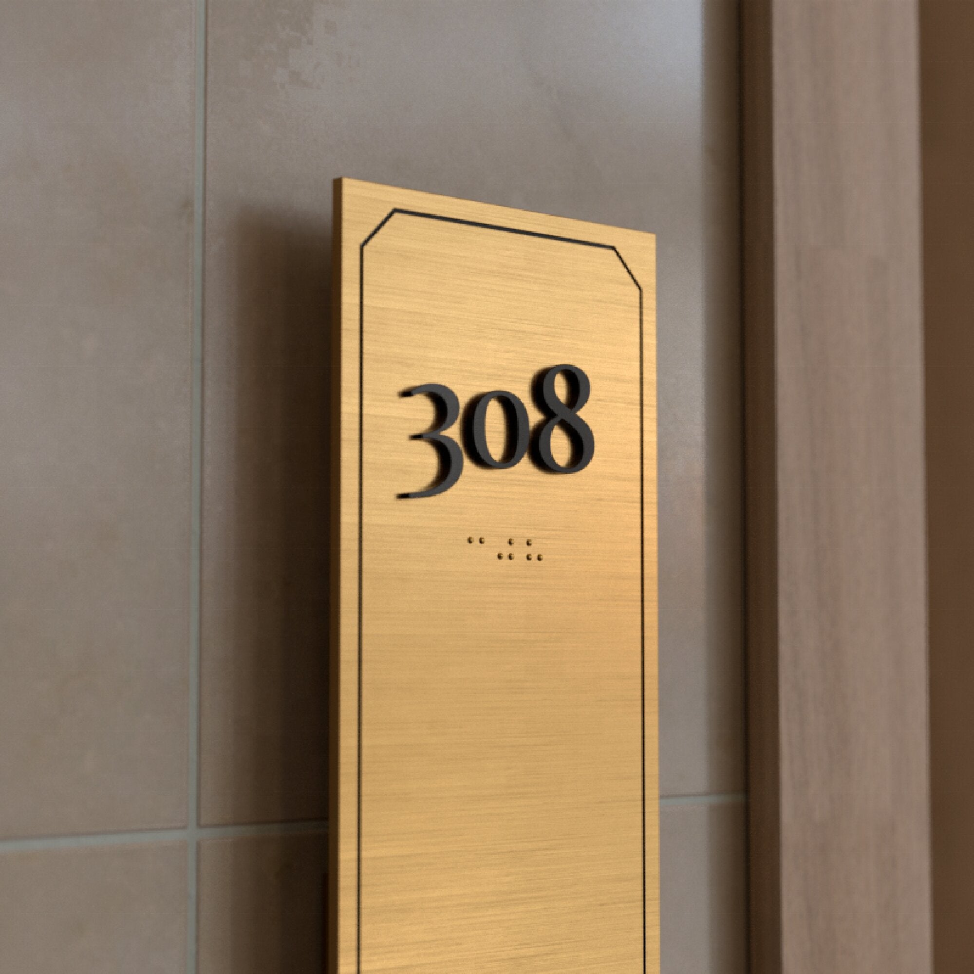 Plastic Braille Door Signage, Gold Finished Acrylic Plate Sign, Office Boardroom Directional Sign, ADA Signs Raised Texts & Grade 2 Braille