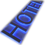 3D Blue LED Sign Light Brushed Metal Channel Letter for Shop | Custom LED Backlit Letters Stainless Steel Letter Sign for Hotel