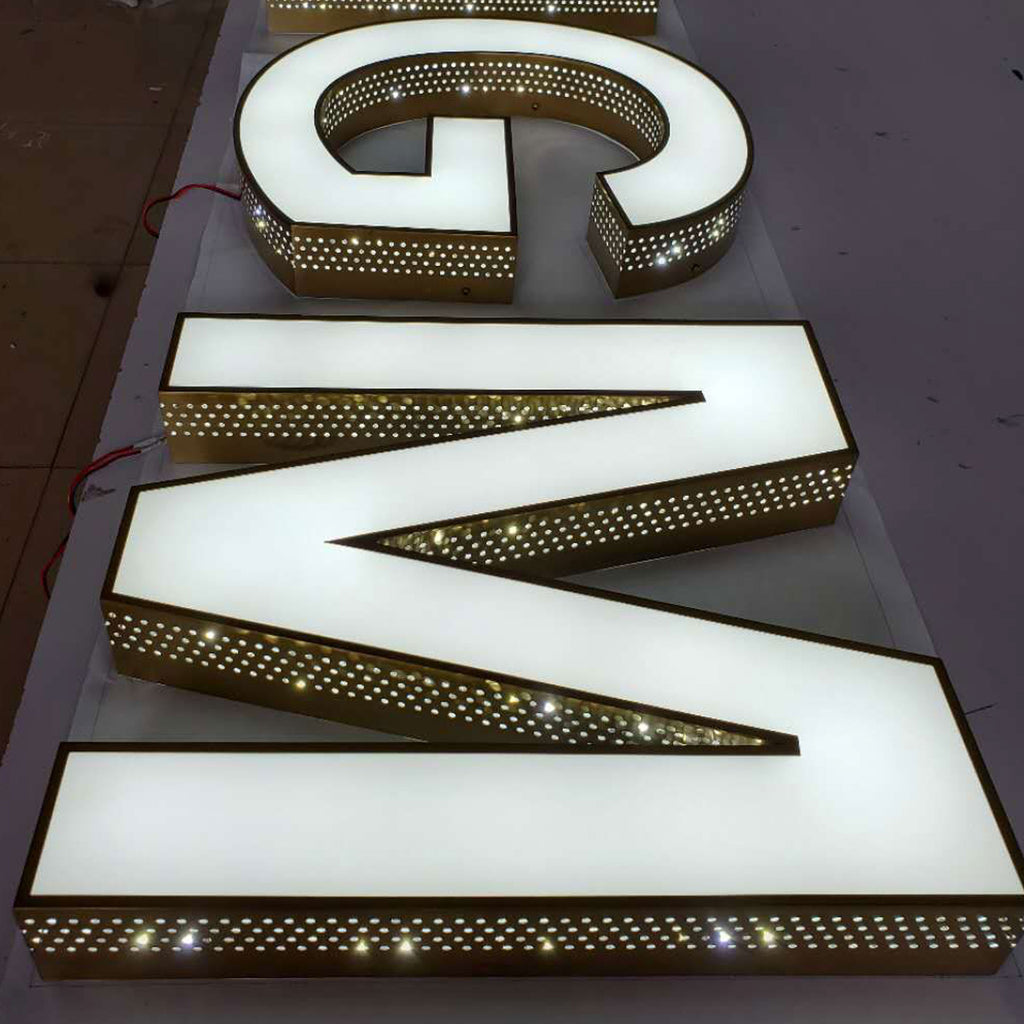Waterproof Business Custom Punching Holes Led Channel Letters Front-lit LED Advertising Face Illuminated Channel Letter Sign