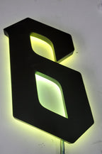 Custom Black Stainless Steel RGB Halo Lit LED Channel Letters – Backlit Sign for Storefront