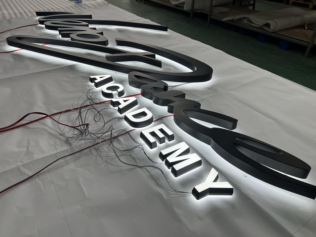 Business signs custom 3d led illuminated letter signs halo lit led letter wall signage custom logo 3d letter signboard