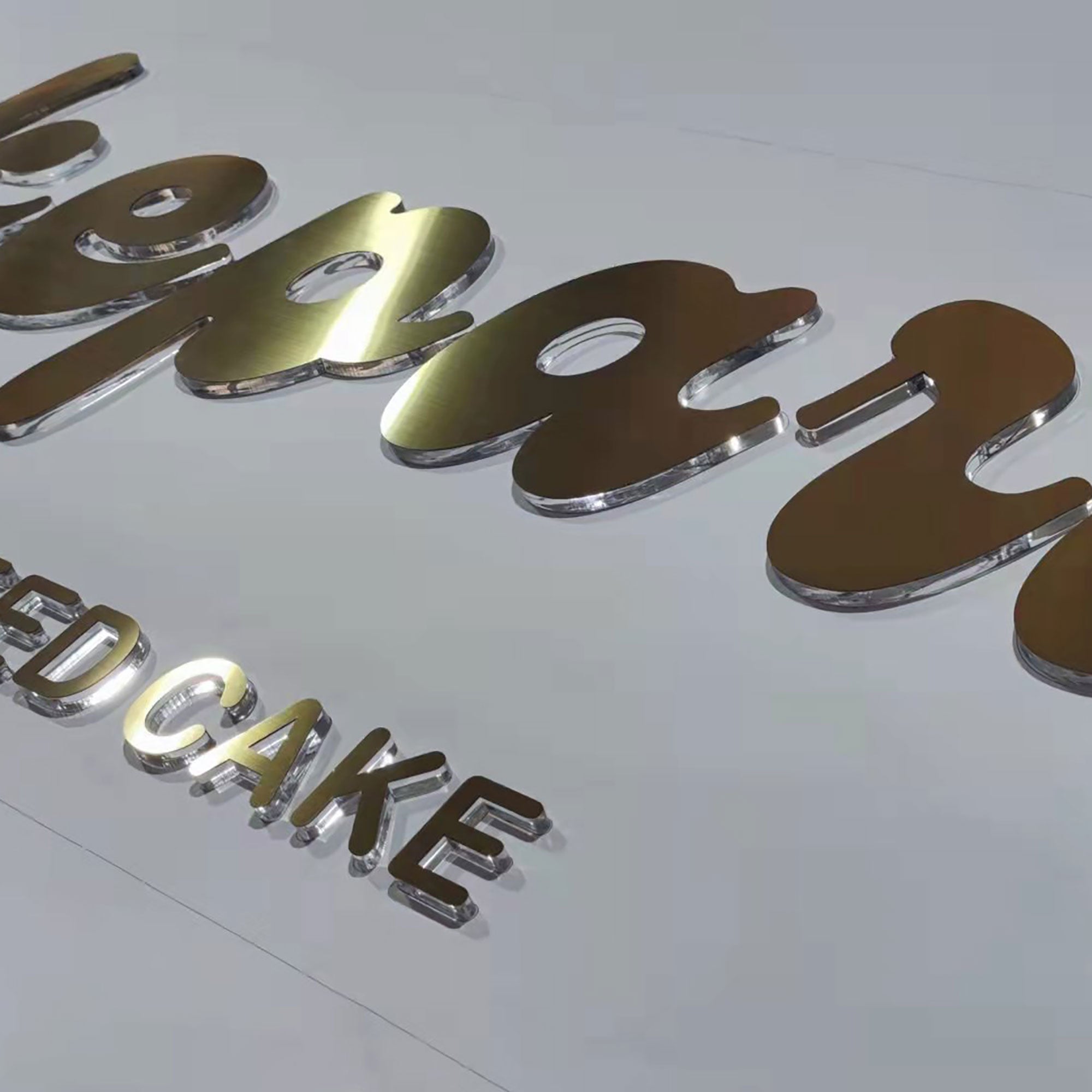 Advertising Gold Color Acrylic Laser Cut Custom Logo Letters Office Sign Indoor Metal Cut Beauty Salon Wall Sign Main image
