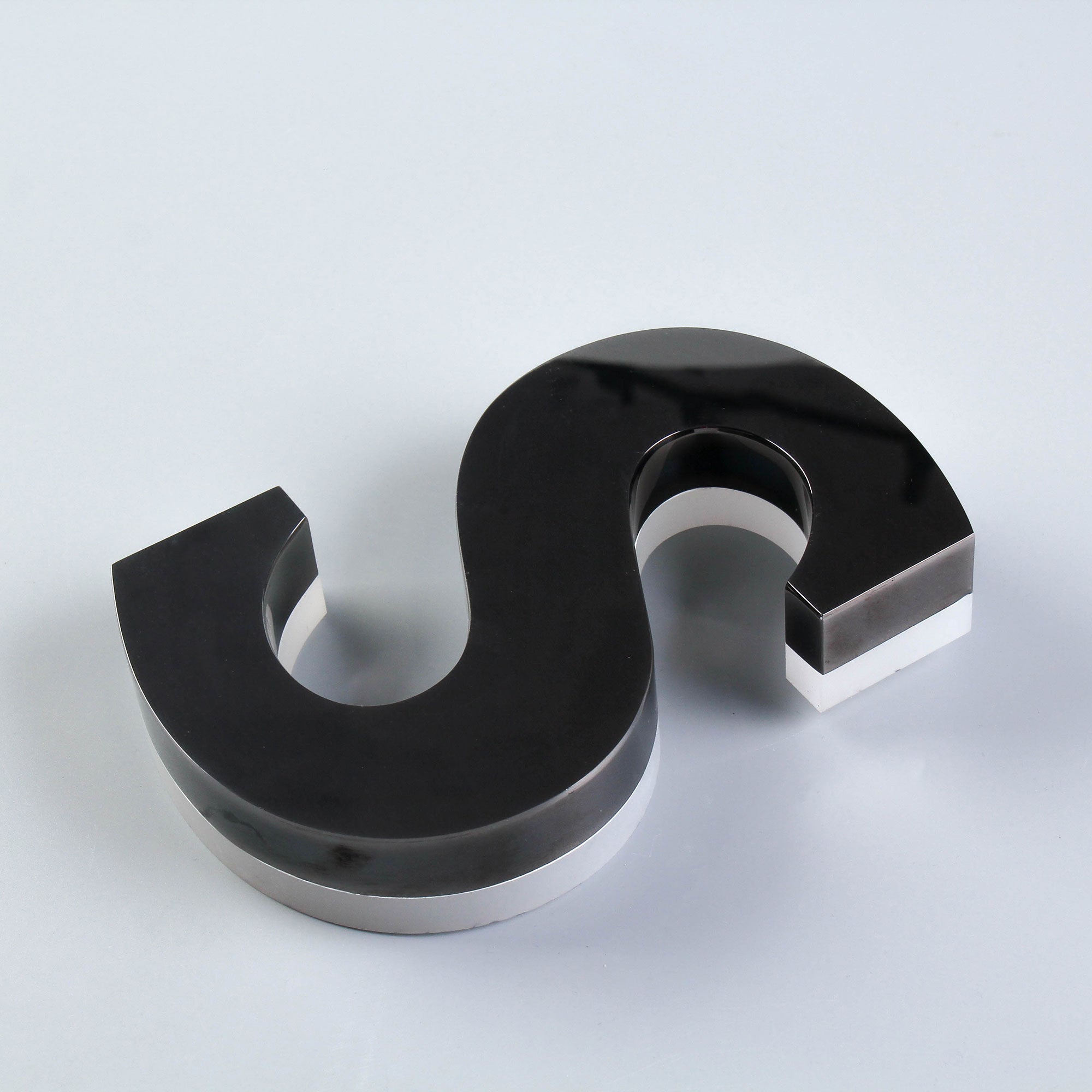 Custom Black Backlit Letters in Stainless Steel | Blue LED Glow |  LED Stainless Steel Signage |  Lighting for Business
