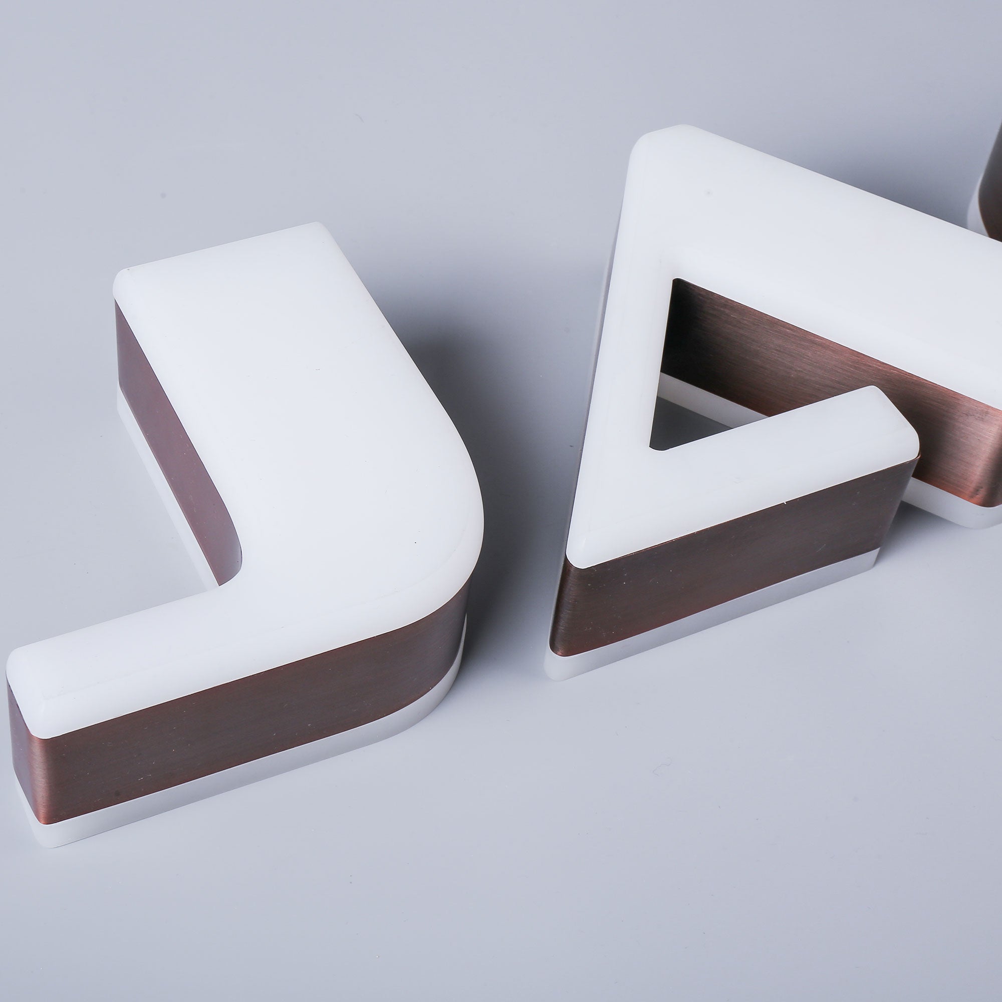 Waterproof led store signage double sided illuminated 3d channel letters sign with copper finish