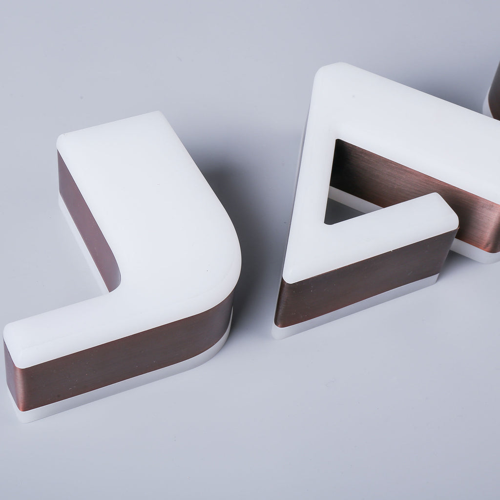 Waterproof led store signage double sided illuminated 3d channel letters sign with copper finish