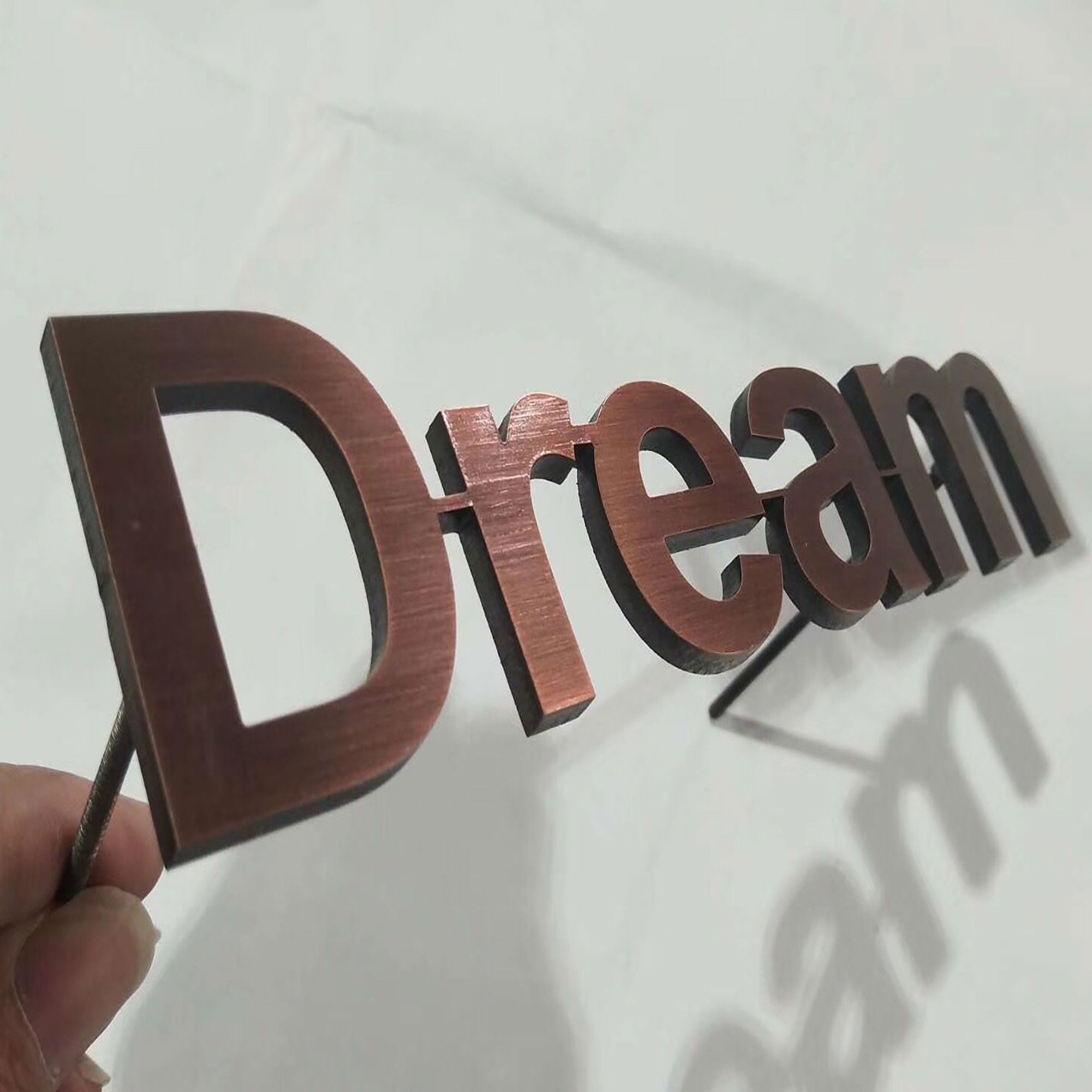 Brushed copper vintage metal door signage letters 3D non illuminated letters signs for advertising customized