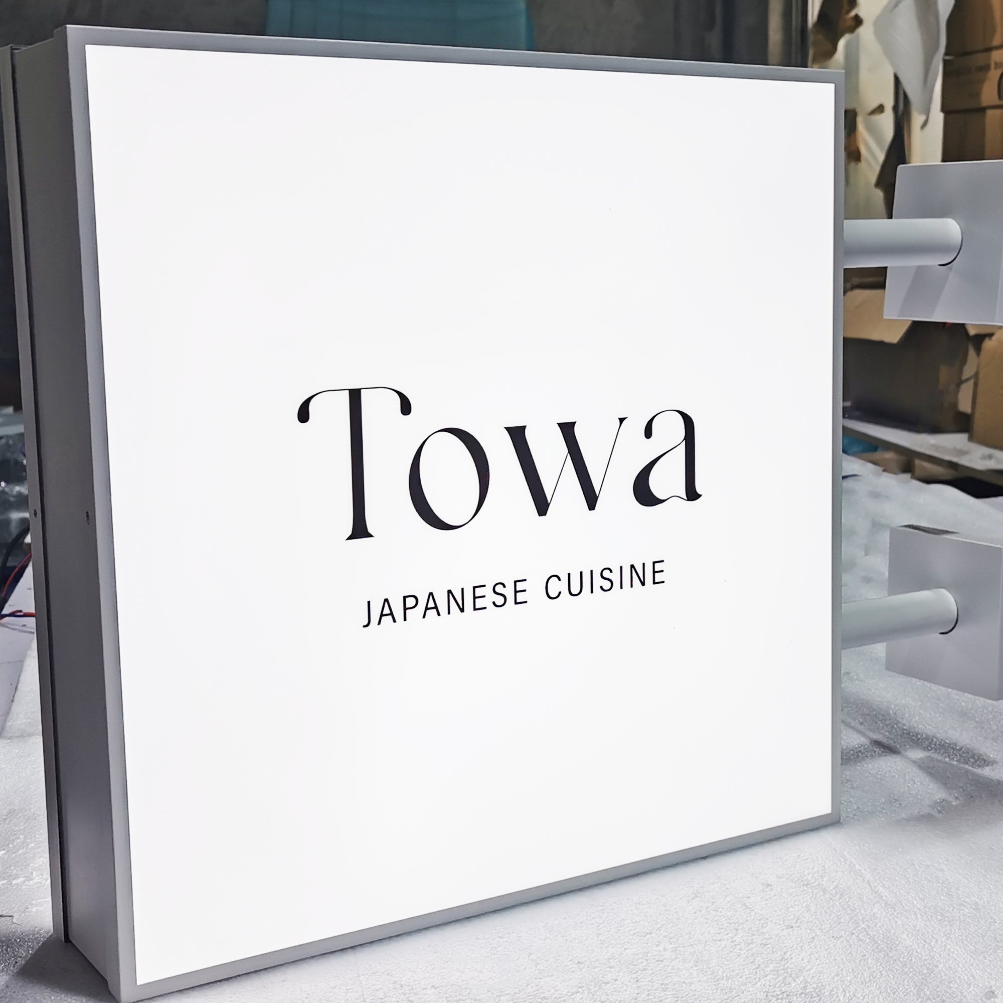 Blade Logo Sign Custom LED Lightbox Signs Stainless Steel Double Lit Shop Front Commercial Sign