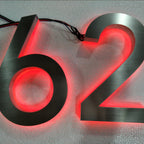 Custom Black Stainless Steel RGB Halo Lit LED Channel Letters – Backlit Sign for Storefront