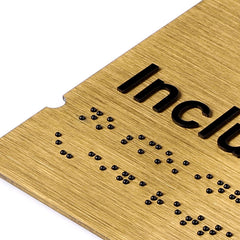 Plastic Braille Door Signage, Gold Finished Acrylic Plate Sign, Office Boardroom Directional Sign, ADA Signs Raised Texts & Grade 2 Braille