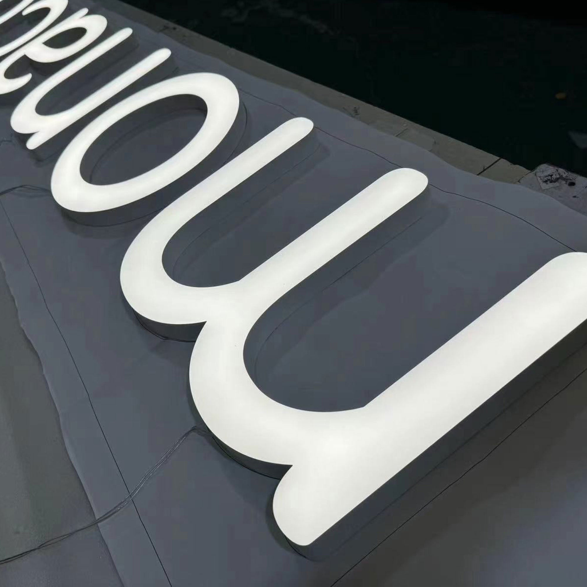 3D Acrylic Front Lit LED Channel Letters – Rimless Custom Face Illuminated Business Sign, Waterproof Outdoor Storefront Signage