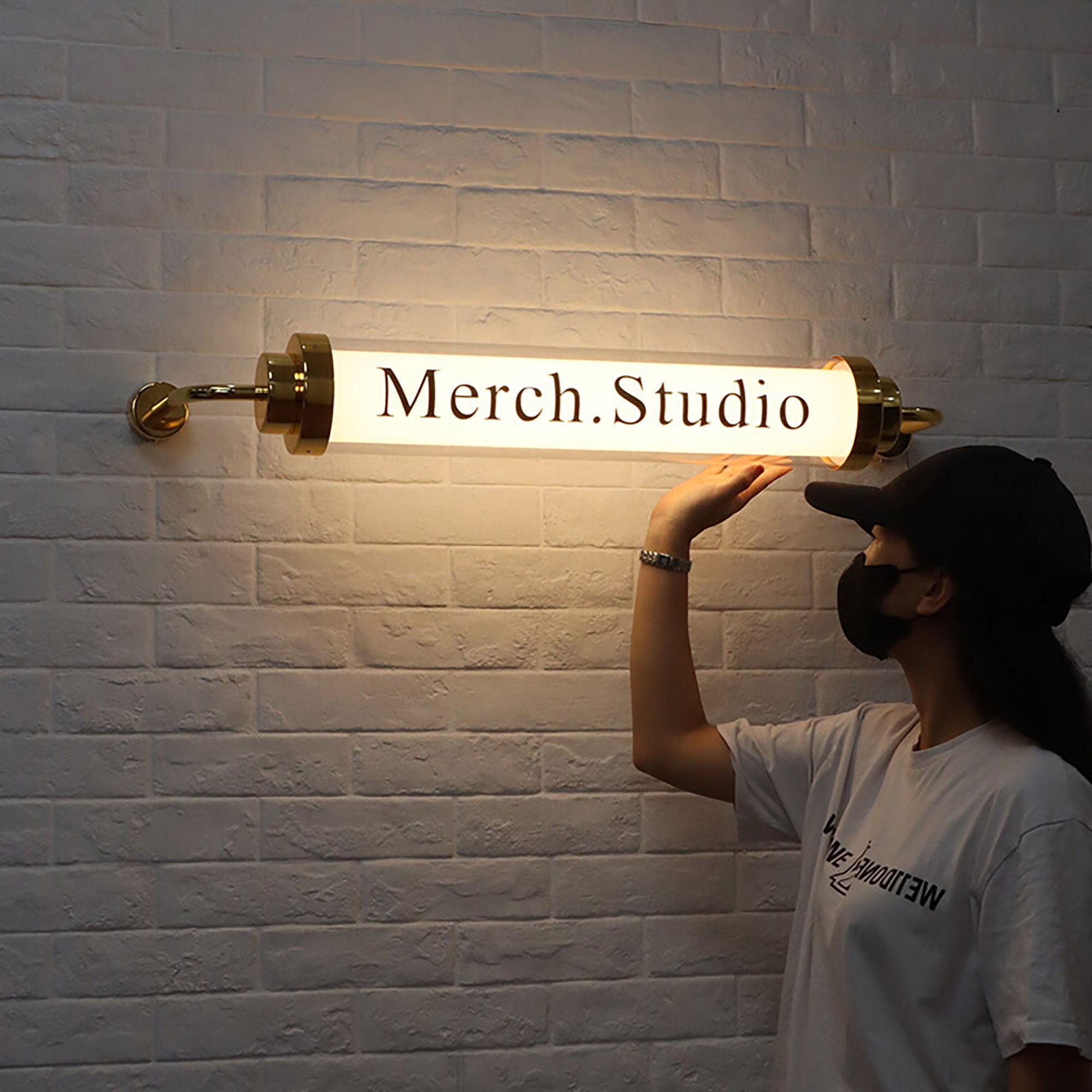 Customized acrylic round tube light box sign led doorstep advertising signboard for café shop