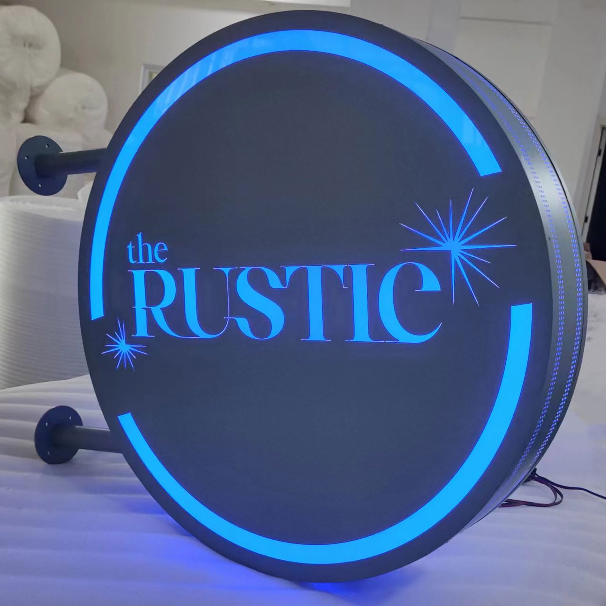 Double Sided Custom Sign, RGB LED Sign, Store Front Sign, Personalized Sign, Wall Blade Sign, Outdoor Sign, Double Sided Projecting Light Box, Round Lightbox Sign