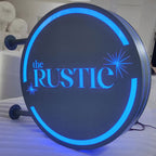 Double Sided Custom Sign, RGB LED Sign, Store Front Sign, Personalized Sign, Wall Blade Sign, Outdoor Sign, Double Sided Projecting Light Box, Round Lightbox Sign