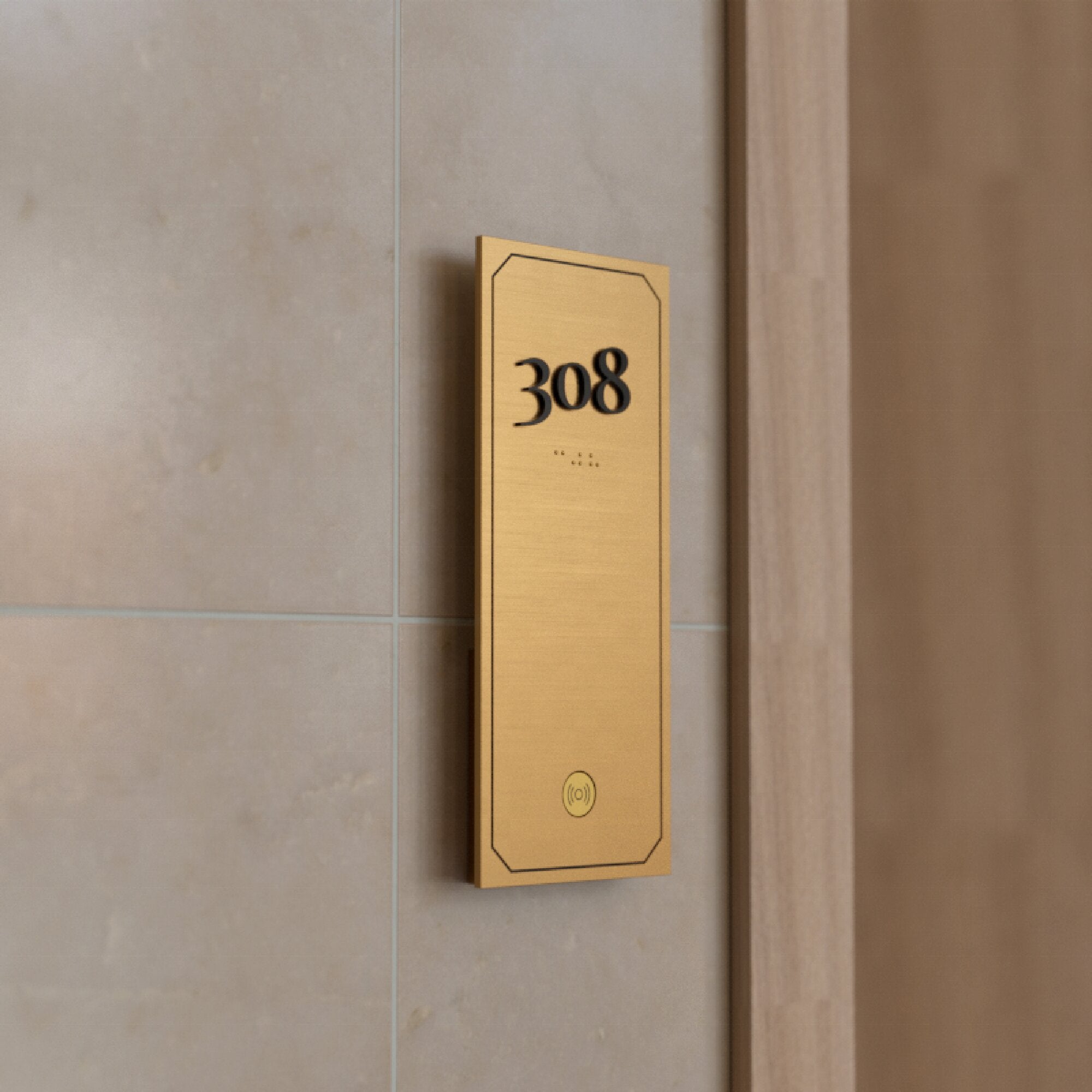 Plastic Braille Door Signage, Gold Finished Acrylic Plate Sign, Office Boardroom Directional Sign, ADA Signs Raised Texts & Grade 2 Braille