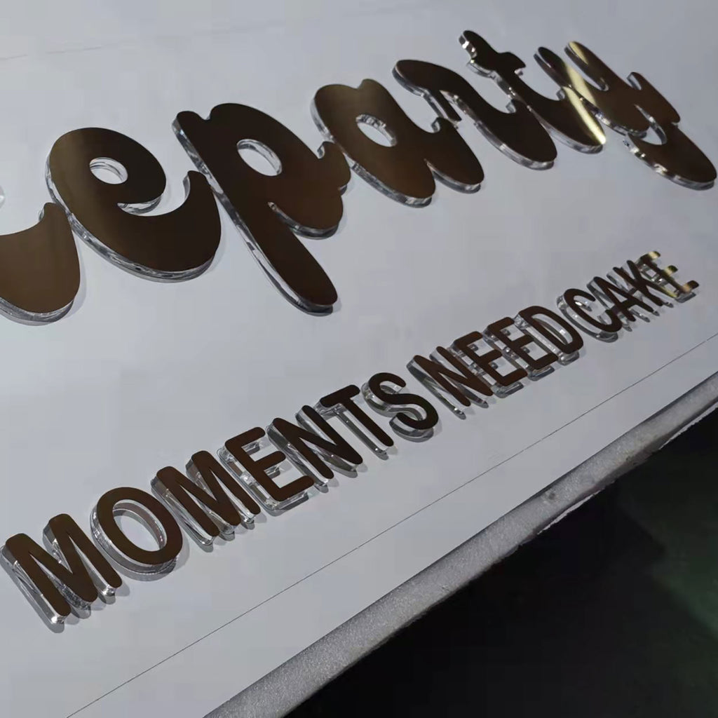 Advertising Gold Color Acrylic Laser Cut Custom Logo Letters Office Sign Indoor Metal Cut Beauty Salon Wall Sign
