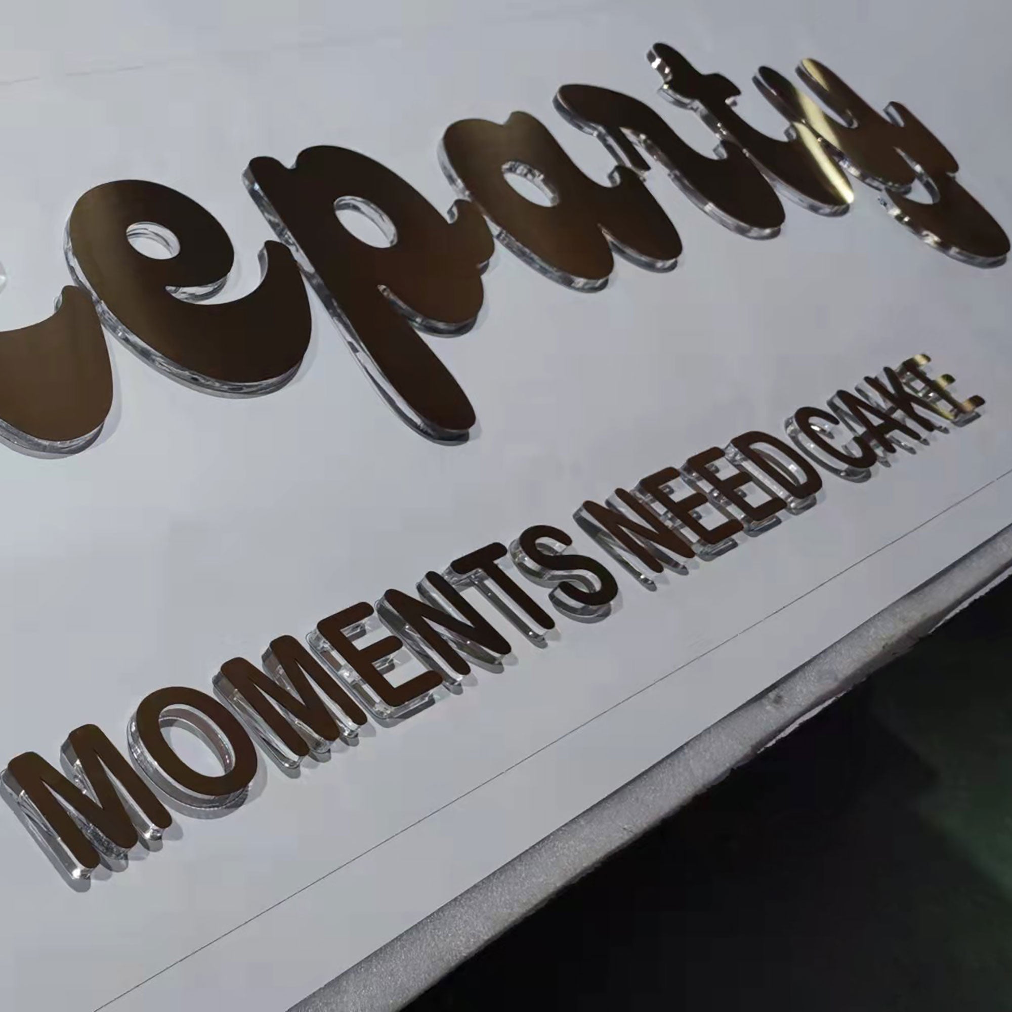 Advertising Gold Color Acrylic Laser Cut Custom Logo Letters Office Sign Indoor Metal Cut Beauty Salon Wall Sign