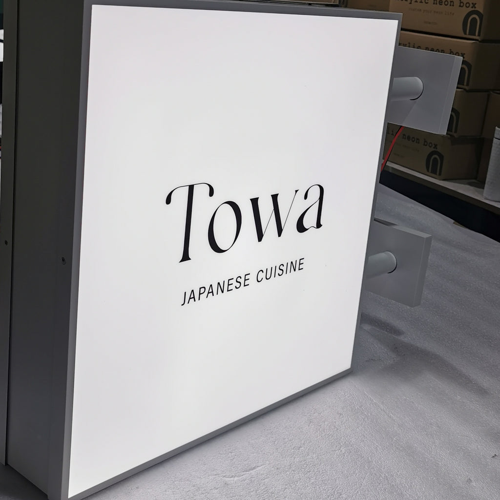 Blade Logo Sign Custom LED Lightbox Signs Stainless Steel Double Lit Shop Front Commercial Sign