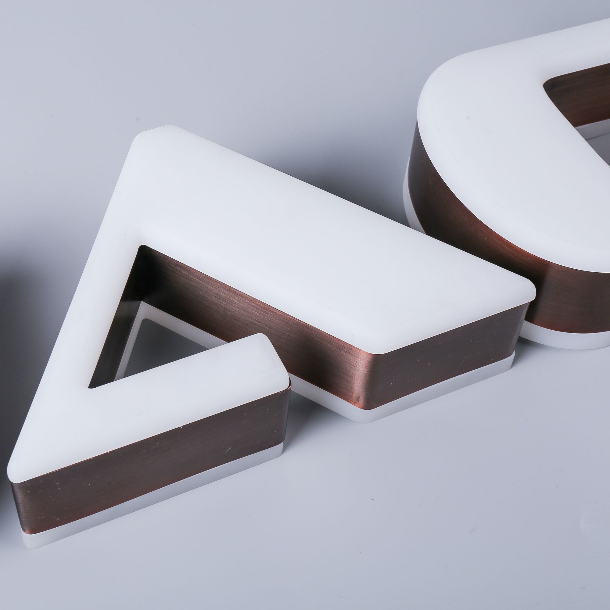 Waterproof led store signage double sided illuminated 3d channel letters sign with copper finish Main image