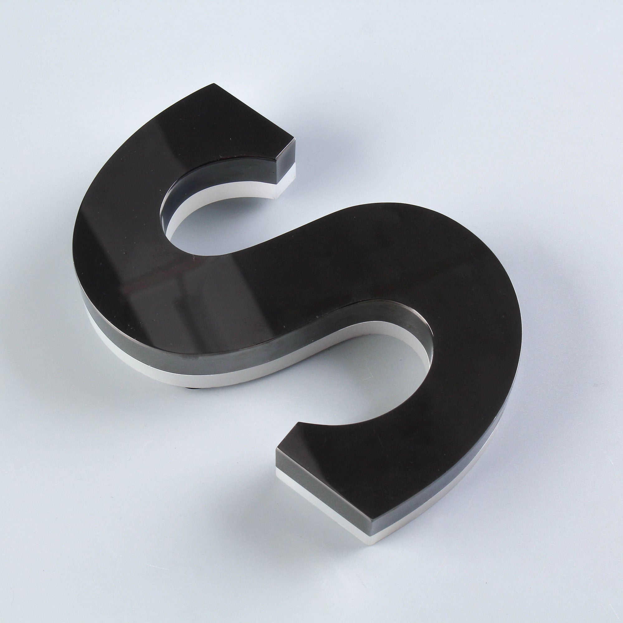 Custom Black Backlit Letters in Stainless Steel | Blue LED Glow |  LED Stainless Steel Signage |  Lighting for Business