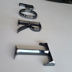 Custom Solid Aluminum Letters for Wall & Business Signage – 3D Tapered Metal Letters, CNC Engraved Non-Lit Sign, Glossy Black Electroplated Finish, Office Storefront Logo Decor