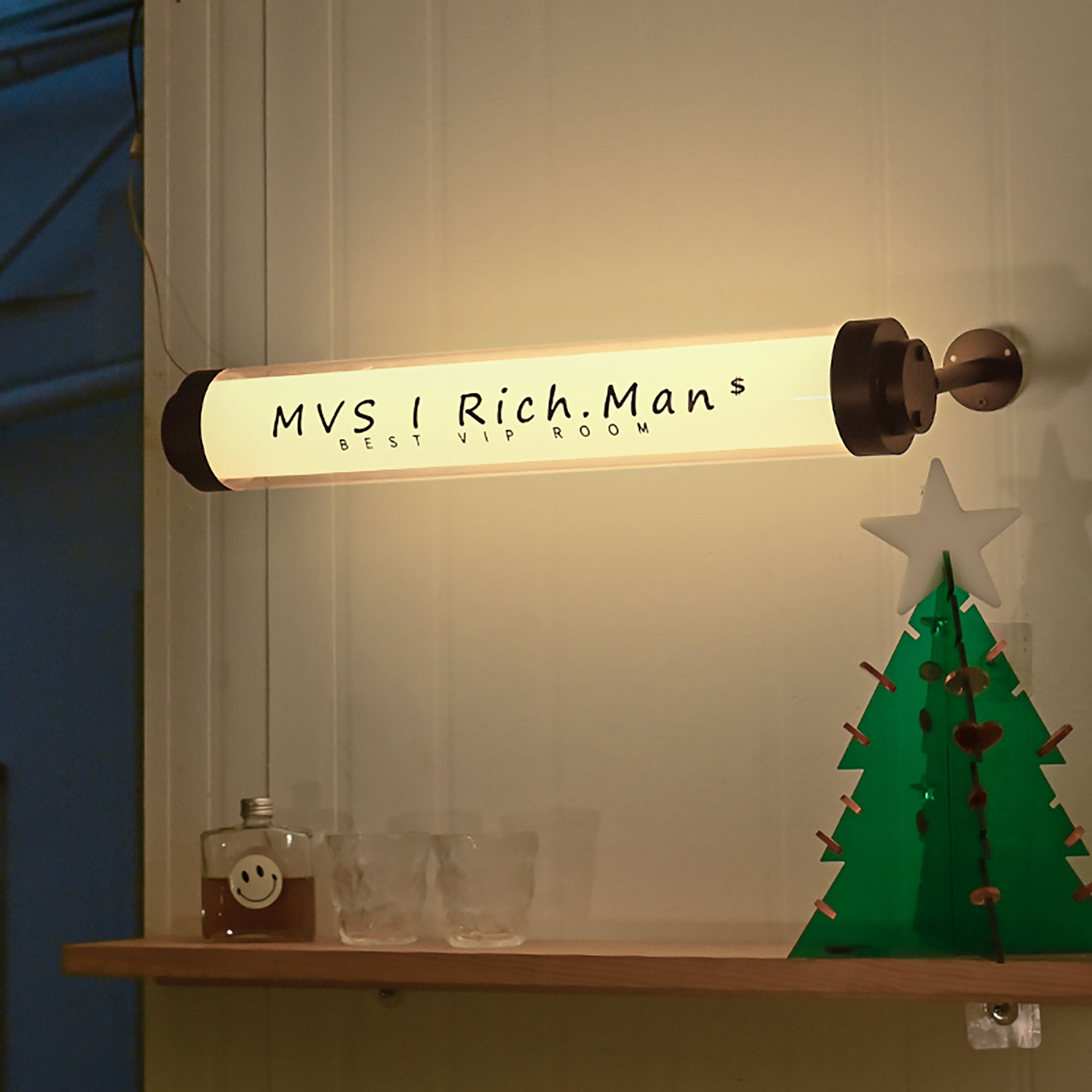 Customized acrylic round tube light box sign led doorstep advertising signboard for café shop