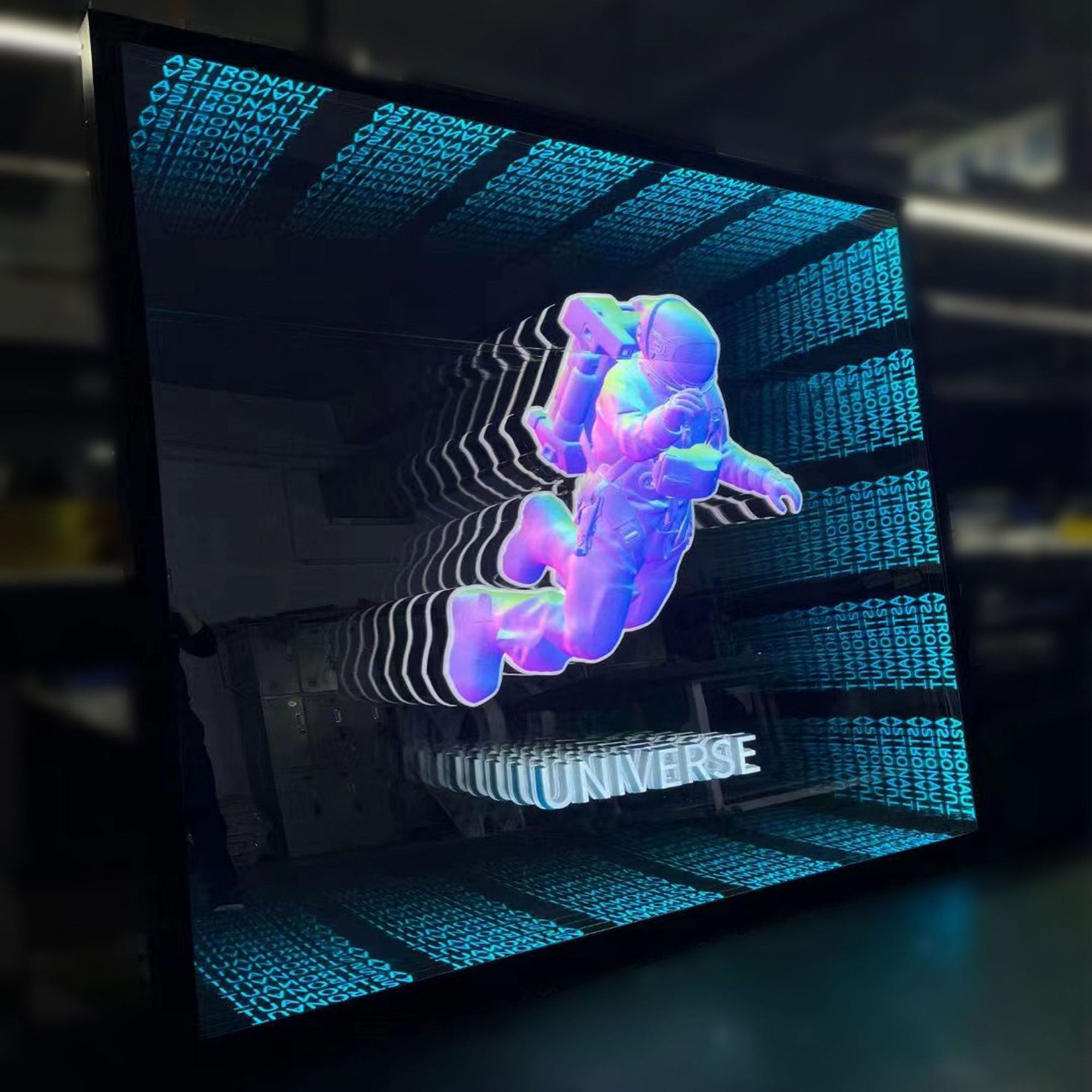 Glass Custom Led Infinity Mirror, lndoor 3D Sign, Custom Mirror Decor, Personalized Infinite Mirror Wall Décor Business Mirror Decor