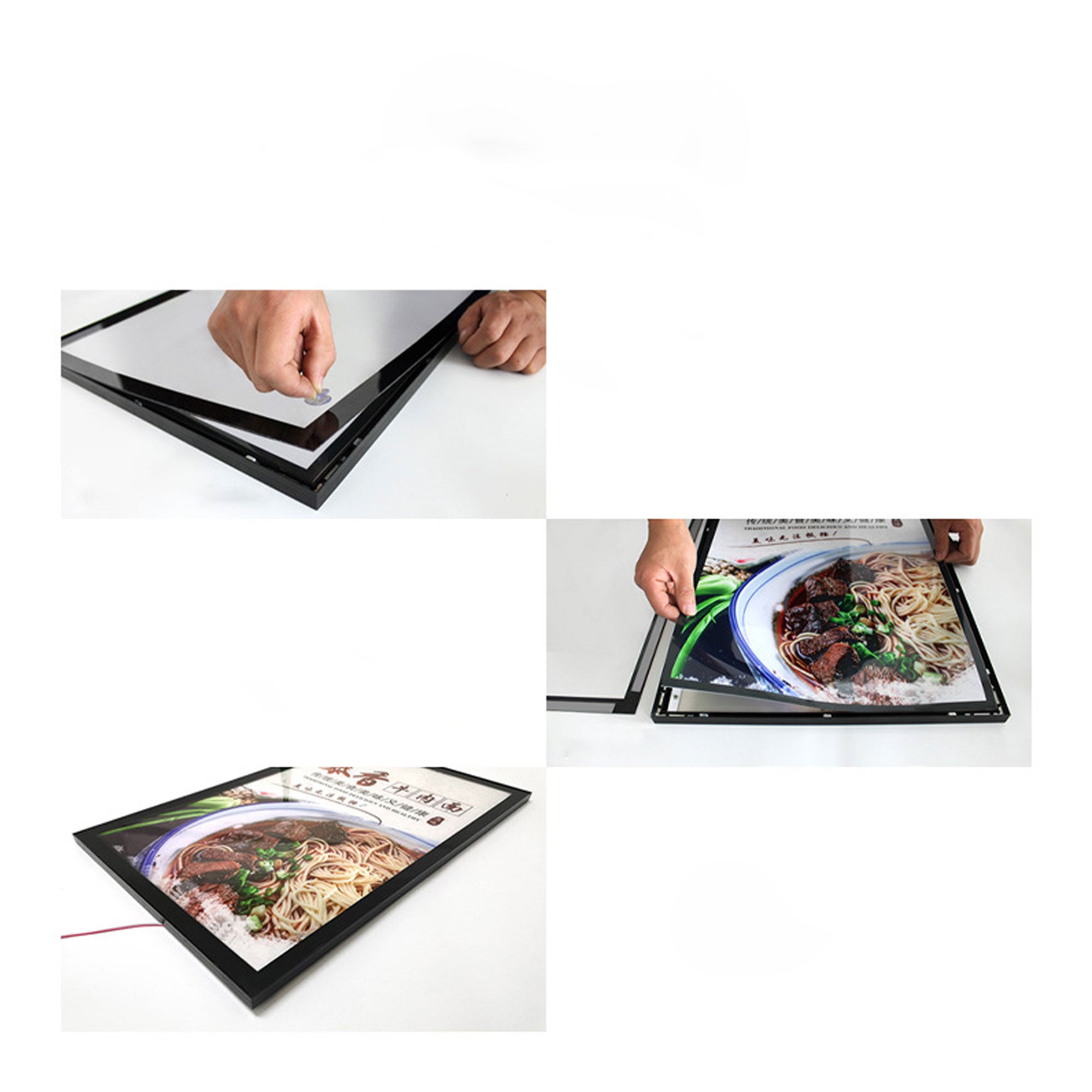 Hanging LED Ultra-Thin Light Box Aluminum Frame Poster Box Restaurant Menu Display Lightbox